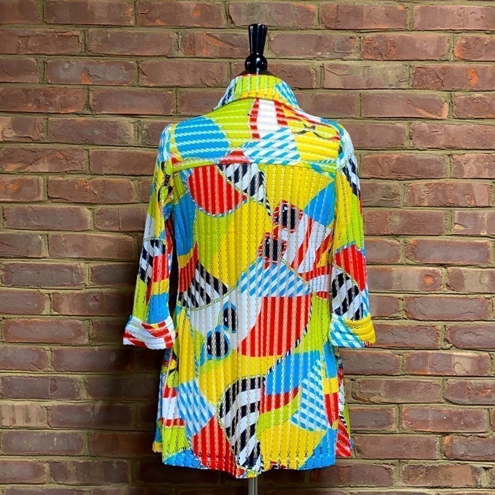 Berek Textured Sheer Multi Color 3/4 Sleeve Jacket - Picture 4 of 7